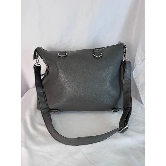 Willow Wood Gray Tote Bag Crossbody Purse Front Pocket Tassel Accent - Picture 3 of 12